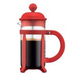 Cafetière à piston 3 tasses rouge en verre h19. 5 Cafetière à piston 3 tasses rouge en verre h19. 5