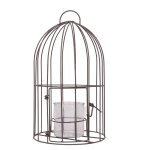 Cage bougeoir en mtal et verre gris . 22 x 40cm