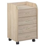 Caisson 4 tiroirs sur roulettes aspect chne