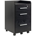 Caisson de bureau 3 tiroirs en bois noir