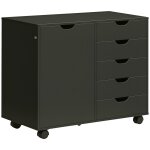 Caisson de bureau mobile 5 tiroirs 1 porte panneau de particules noir