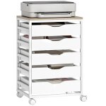 Caisson bureau mobile sur roulettes 5 tiroirs bois blanc