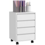 Caisson de bureau rangement 4 tiroirs coulissants bois blanc Caisson de bureau rangement 4 tiroirs coulissants bois blanc