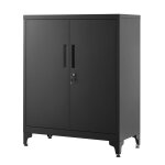 Caisson de bureau sur pieds 2 portes acier noir Caisson de bureau sur pieds 2 portes acier noir