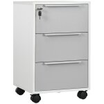 Caisson de bureau sur roulettes 3 tiroirs verrouillables gris blanc