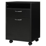 Caisson rangement bureau sur roulettes panneaux particules noir