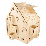 Calendrier de l'avent bois maison en pain d'pices 33x26x23cm