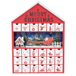 Calendrier de l'avent maison en bois de peuplier rouge et blanc