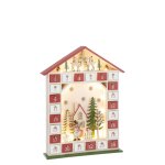 Calendrier de l'avent maison avec led en bois blanc 31x7x40 cm