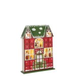 Calendrier de l'avent maison � led en bois rouge 25. 5x6. 5x34. 5 cm