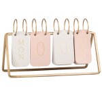 Calendrier perpetuel en mtal taupe, rose et dor