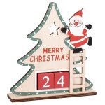 Calendrier perptuel de de nol sapin en bois de peuplier beige, rouge et vert