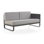 Canapé 2 places accoudoir gauche aluminium marron avec coussins gris Canapé 2 places accoudoir gauche aluminium marron avec coussins gris