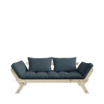 Canap 2 places en bois et tissu - bleu ptrole