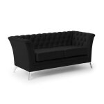 Canap� 2 places chesterfield en velours noir avec pieds chrom�s