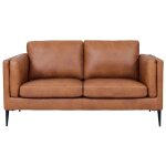 Canap 2 places en cuir marron