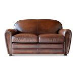 Canap 2 places en cuir pleine fleur marron
