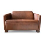 Canap 2 places en cuir pleine fleur marron