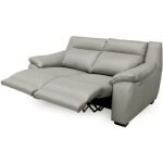 Canap 2 places avec 2 relax lectriques en cuir gris clair