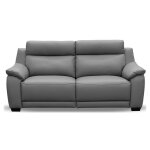 Canap 2 places avec 2 relax lectriques en cuir gris fonc