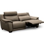 Canap 2 places avec 2 relax lectriques en cuir taupe