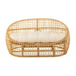 Canap� 2 places en rotin avec coussin �cru