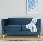 Canap 2 places velours bleu