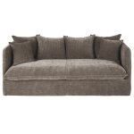 Canap� 3 / 4 places en velours c�tel� marron �corce