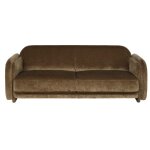 Canap 3 / 4 places en velours effet vieilli vert kaki