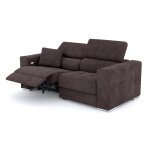 Canapé 3 places avec 1 relax électrique tissu brun foncé Canapé 3 places avec 1 relax électrique tissu brun foncé
