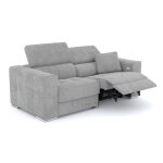 Canapé 3 places avec 1 relax électrique tissu gris clair Canapé 3 places avec 1 relax électrique tissu gris clair
