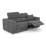 Canapé 3 places avec 1 relax électrique tissu gris foncé Canapé 3 places avec 1 relax électrique tissu gris foncé