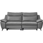 Canapé 3 places 2 relax électriques cuir gris Canapé 3 places 2 relax électriques cuir gris