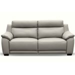 Canap 3 places avec 2 relax lectriques en cuir gris clair