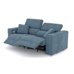 Canap 3 places avec 2 relax lectriques tissu bleu
