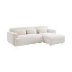Canapé 3 places, angle droit, tissu bouclette Canapé 3 places, angle droit, tissu bouclette