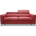 Canap 3 places convertible en cuir rouge fonc