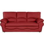 Canap 3 places convertible en cuir rouge fonc