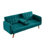 Canap� 3 places convertible avec tablette centrale rabattable vert