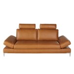 Canap 3 places dossier avance - recul en cuir camel