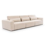 Canap 3 places modulable ttires relevables bois de pin beige