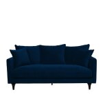 Canap 3 places en velours pieds tourns - bleu marine