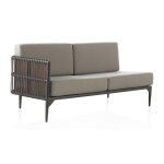 Canapé aluminium et fibre synthétique marron et coussins couleur lin Canapé aluminium et fibre synthétique marron et coussins couleur lin