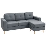 Canapé d'angle 3 places design scandinave - bois tissu anthracite Canapé d'angle 3 places design scandinave - bois tissu anthracite