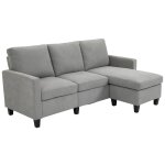 Canapé d'angle 3 places méridienne réversible polyester gris Canapé d'angle 3 places méridienne réversible polyester gris