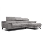 Canap d angle 4 places avec appuie - tte rglables, gris