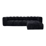Canap d'angle 5 places en tissu noir