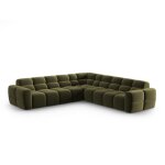 Canap� d'angle 5 places en tissu velours vert clair