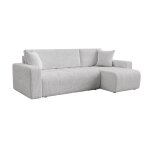 Canap d'angle 5 places en velours gris clair