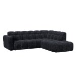 Canap� d'angle 6 places en tissu noir